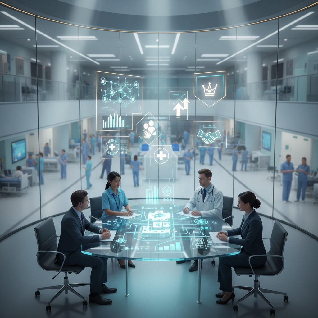 Healthcare leaders enhancing management and administrative skills in a professional training program.