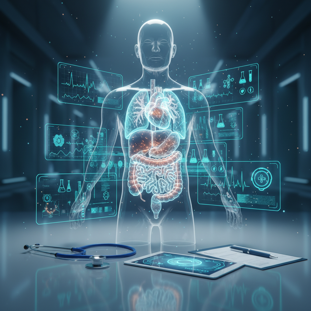 Internal Medicine specialist examining a patient with stethoscope, representing comprehensive diagnosis and management of adult diseases