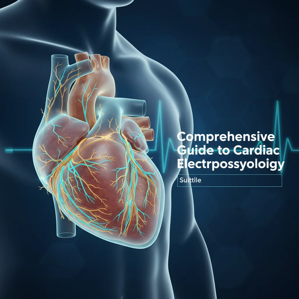 Illustration of the human heart highlighting electrical conduction pathways, representing a comprehensive guide to cardiac electrophysiology for healthcare professionals